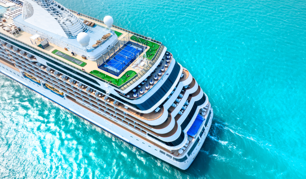 Cruising as a wheelchair user - image of cruise ship from above.