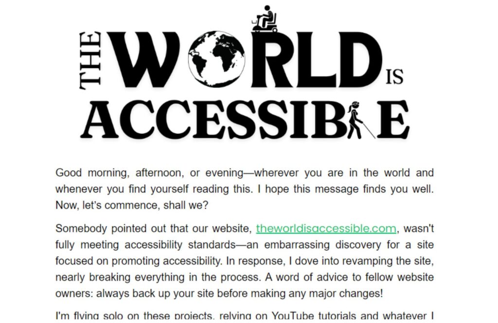 The World is Accessible Newsletter - September 2024 edition.