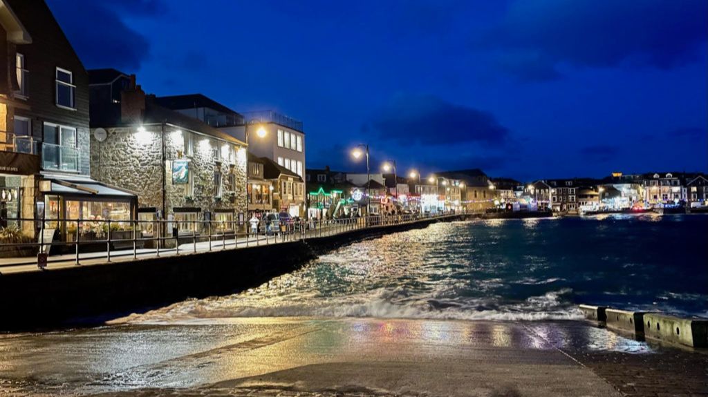 An evening view of the harbour at St Ives.