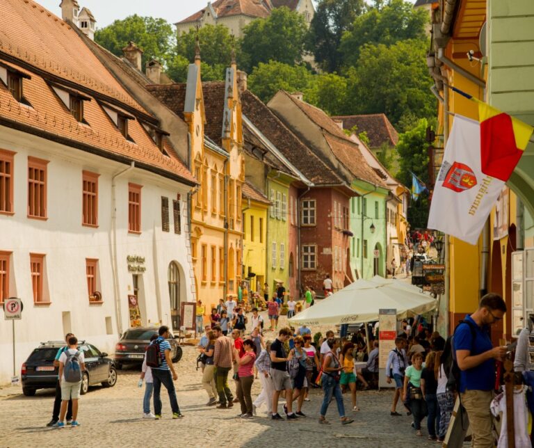 The busy streets of Sighișoara