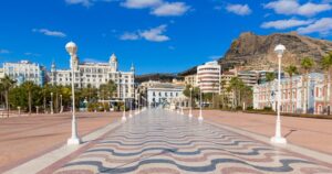 Explanada de España in Alicante, its wave-pattern marble promenade a flat, accessible starting point for exploring the city